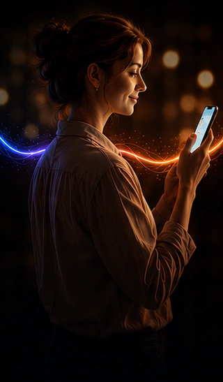 Customer using a smartphone